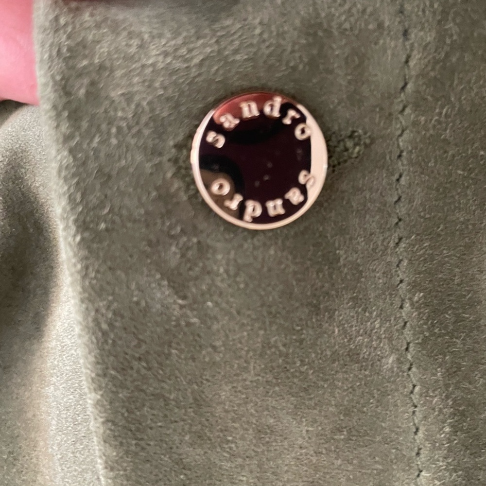 Sandro “Thom” Olive Green Women's SUEDE LEATHER Jacket - Picture 9 of 9